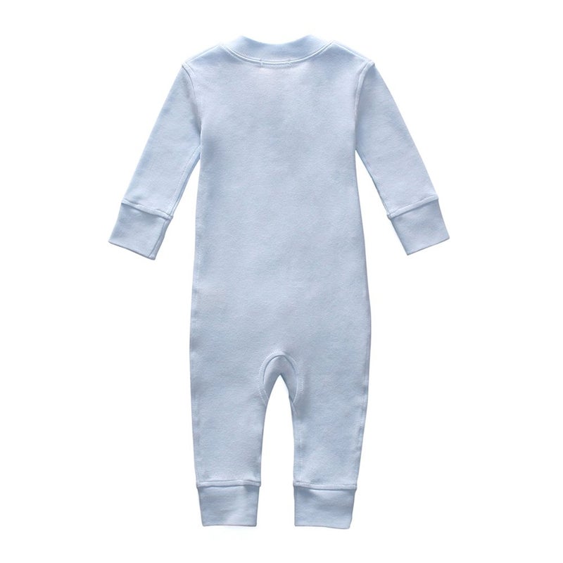 Owlivia Organic Cotton Baby Boy Girl Zip up Sleep N Play, Footless, Long Sleeve(6-12 Months, Blue) - Image 2